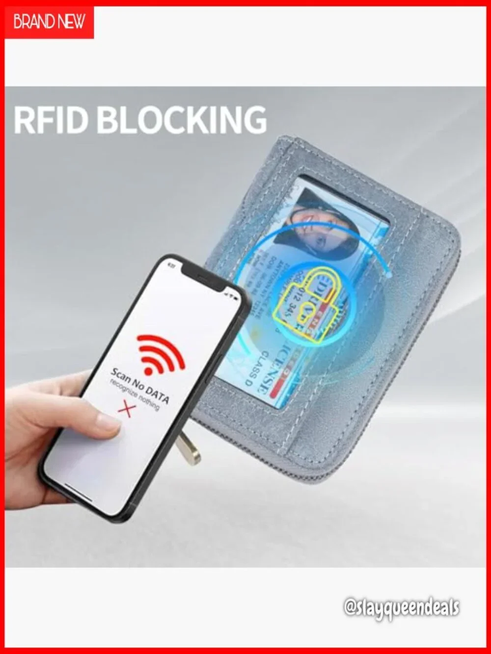 Leather RFID Blocking Card Holder Wallet with Wristlet for Women